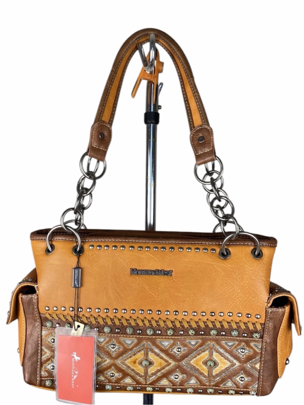 Montana West Women's Print Tooled Collection Concealed Carry Brown Handbag New